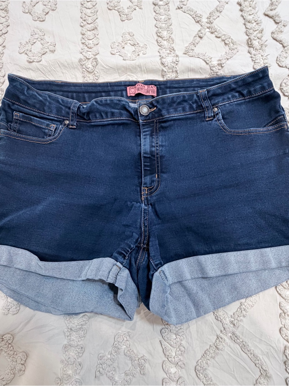 Wax Jean Dark Blue Cuffed Women's Denim Shorts